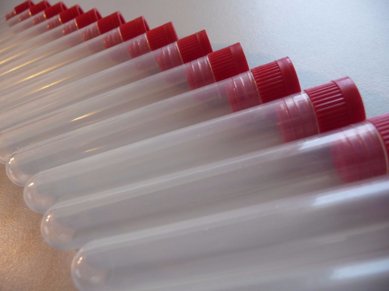 20 Count Bead Tubes 3/8" x 3" Plastic With Red Caps Prepper Doomsday Survival