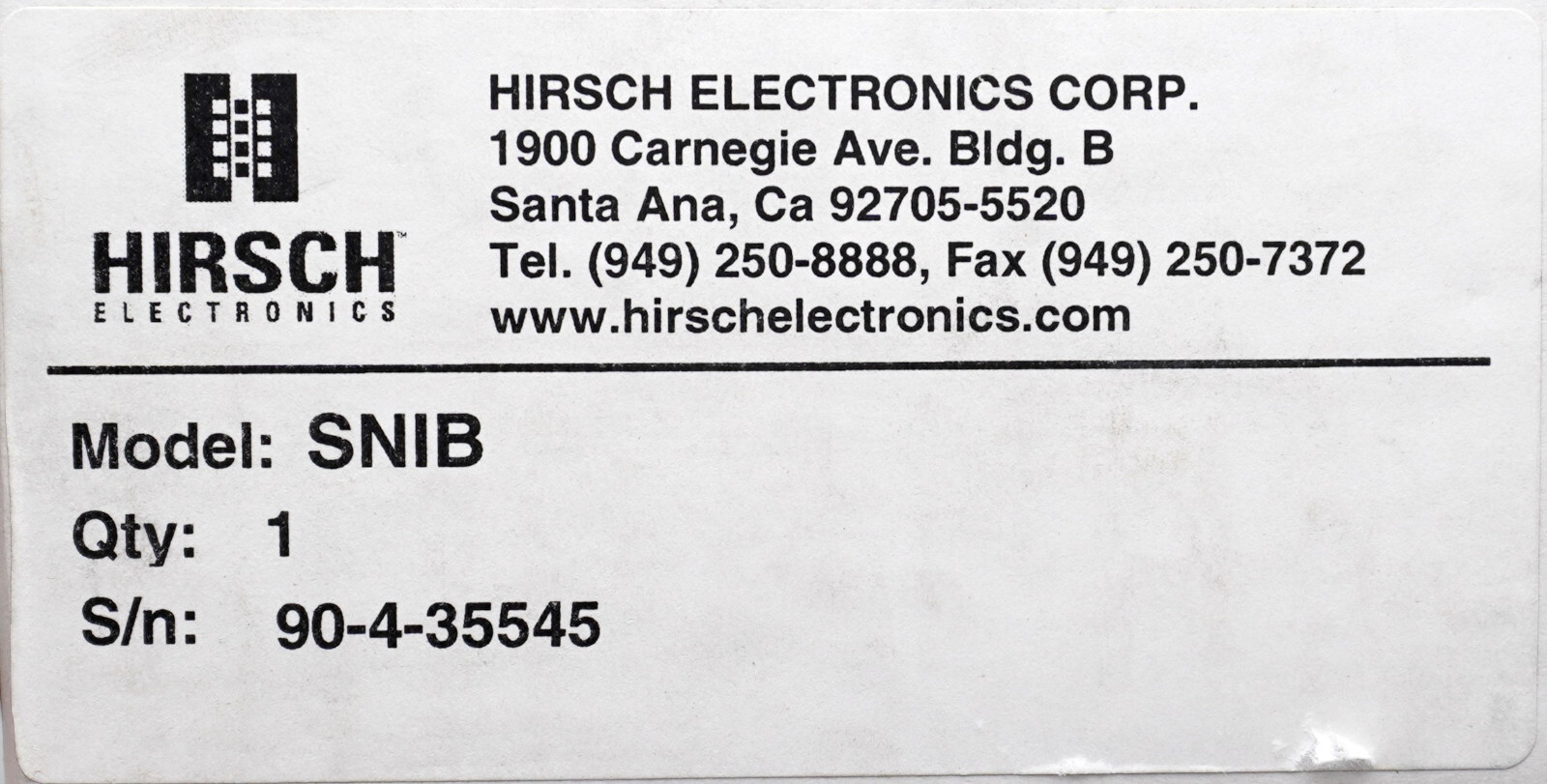 Hirsch SNIB Secure Network Interface Board - New