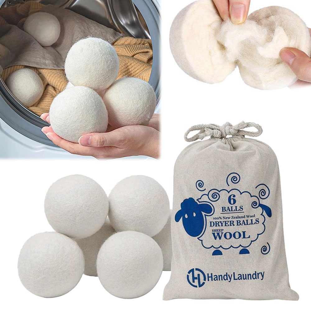 6PCS 6CM Reusable Wool Tumble Dryer Balls Home Natural Laundry Clean Pactical JQ