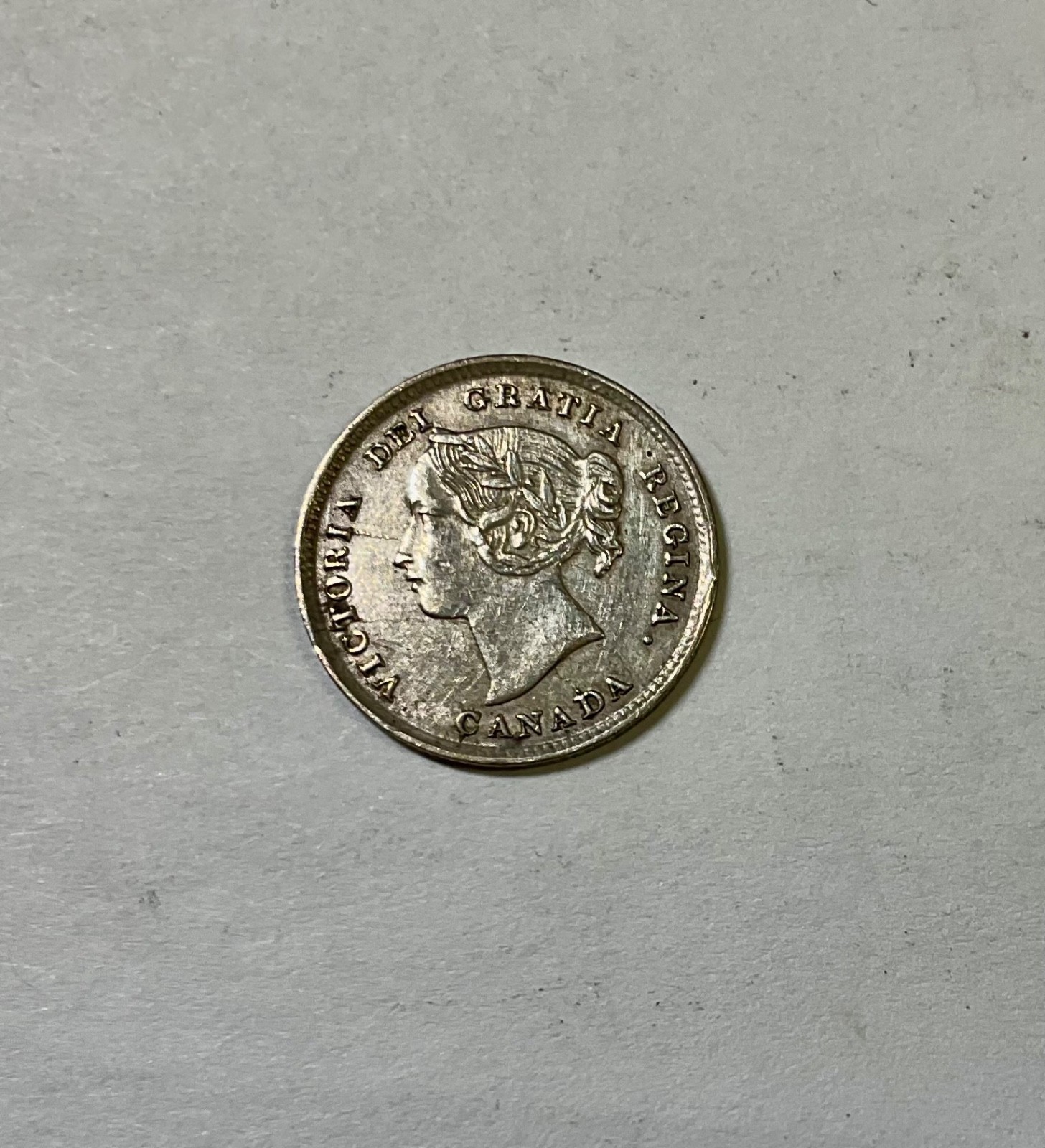 1893 Canada 5 Cents Silver Victoria strong EF details strong die crack neat coin
