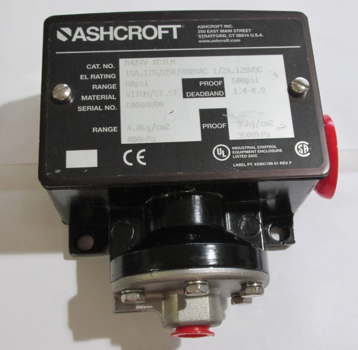 Ashcroft B424V XCYLM 60 PSI Pressure Switch