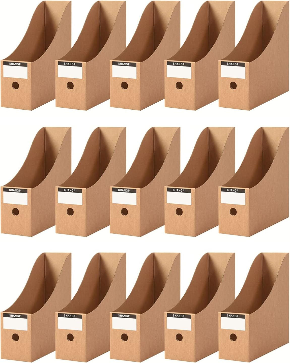 Foldable Desk File Organizer Cardboard Magazine Storage Box 15 Pack Brown