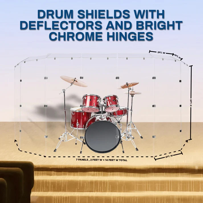 Drum Shield 2ft. x 6 ft. Panels,Clear Acrylic Drum Shield for Drum Cage,Drum Kit