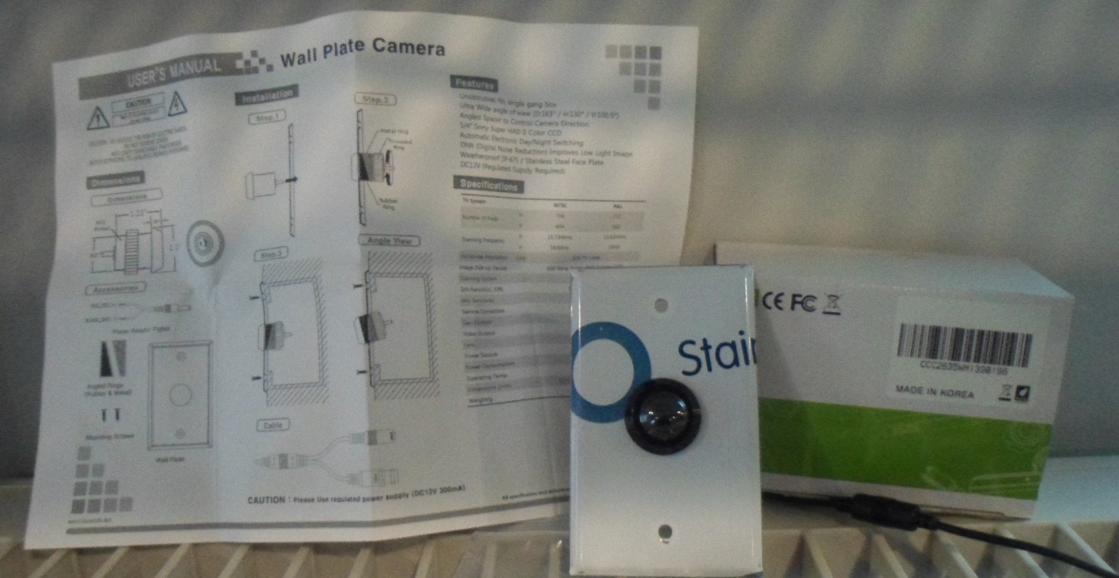Costar Video - Flush Wall Mount 600TVL Camera - 1/4' Sony Super HAD 2