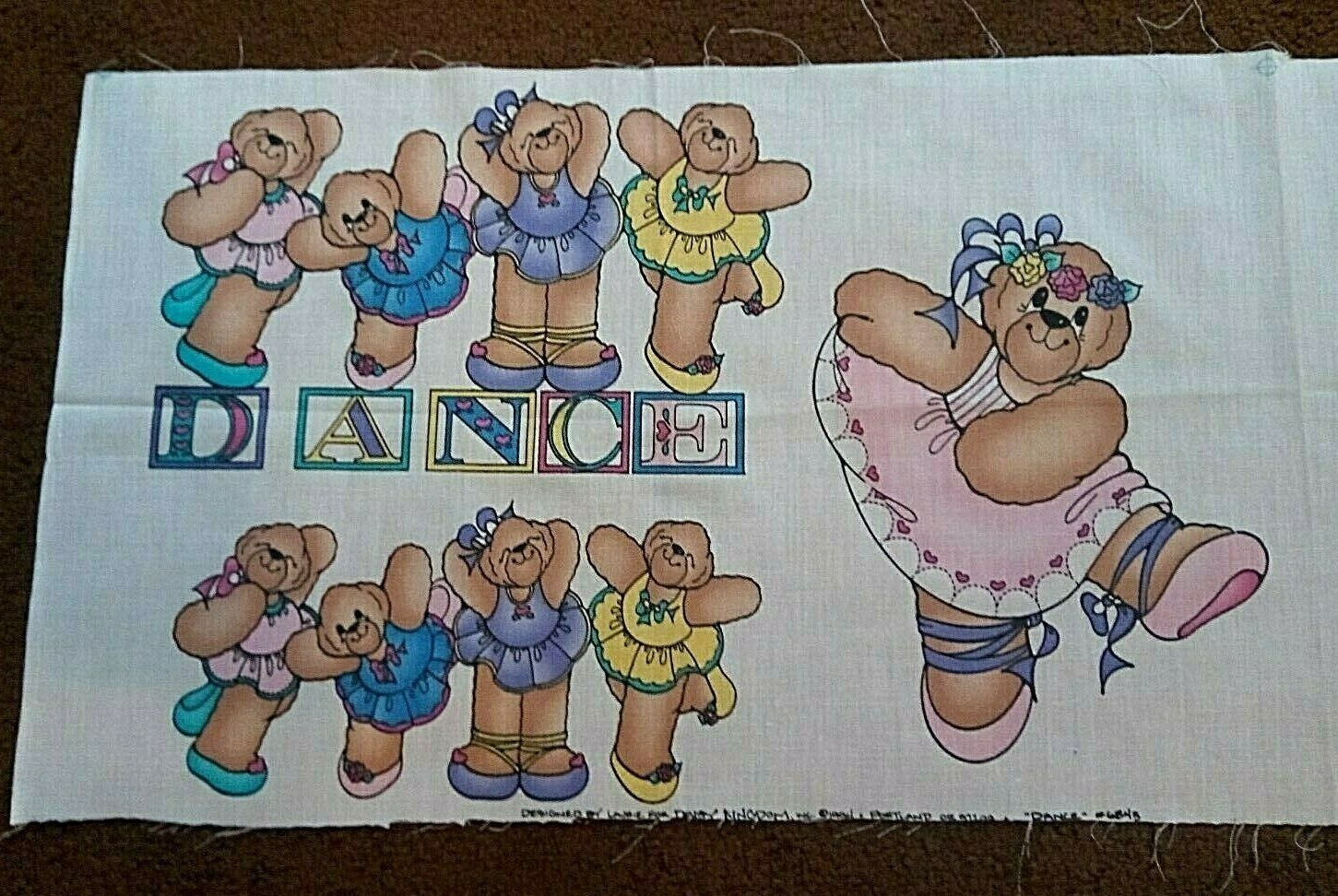 DAISY KINGDOM DANCE BEARS BALLET APPLIQUES OR PILLOW PANEL - NEW
