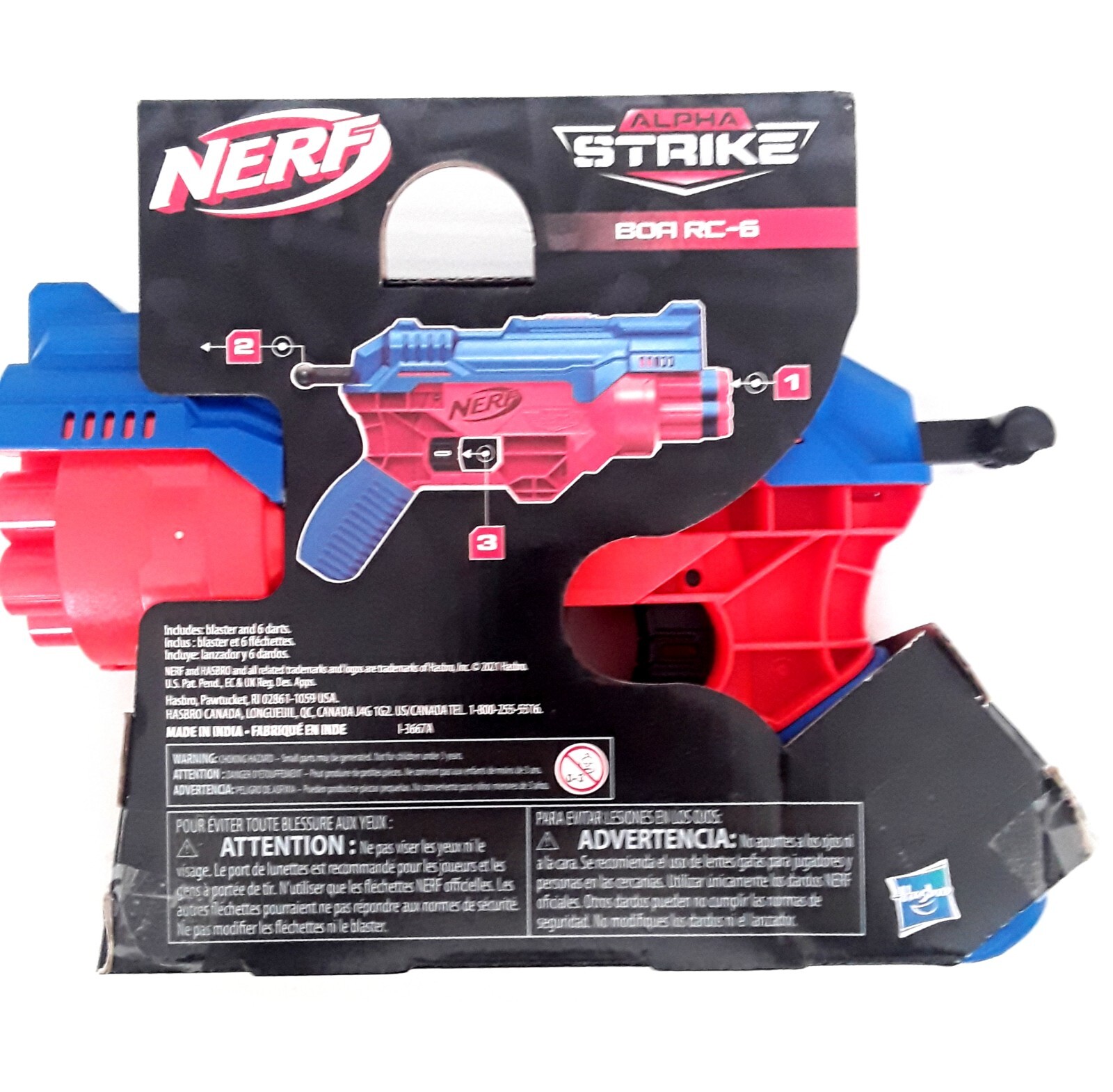 Nerf Gun Alpha Strike BOA RC-6 Hasbro Rotating Drum Darts