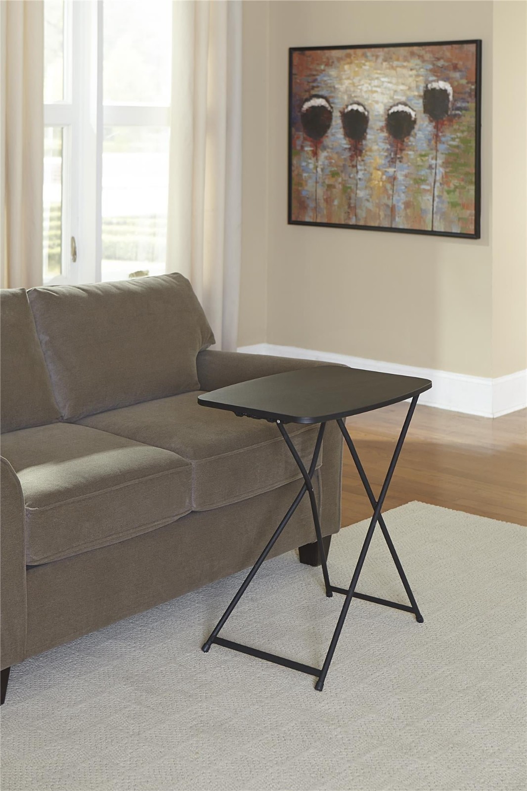 Mainstays 26 Inch Adjustable Height Personal Folding Table Black