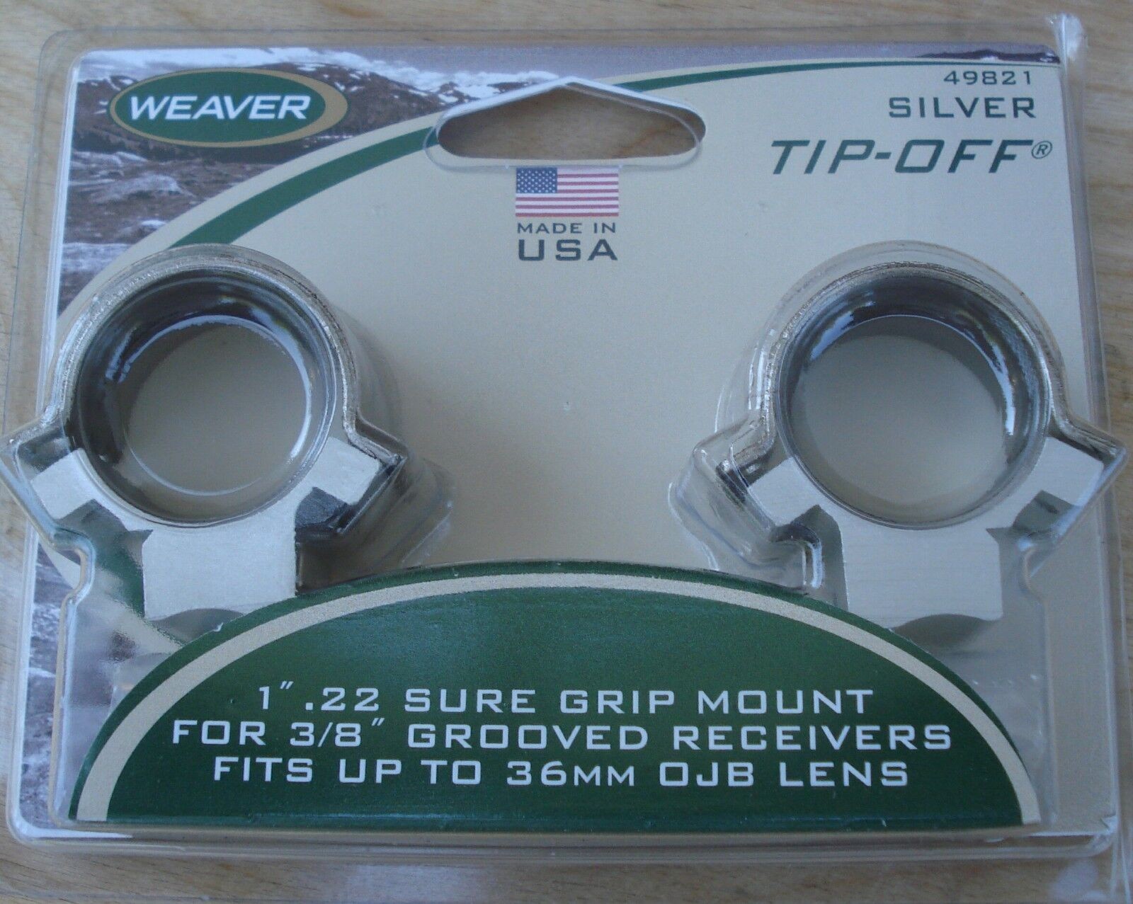 Weaver Silver .22 Caliber Tip-Off Mount Scope Rings 1" Sure Grip 49821 New 4 Scr