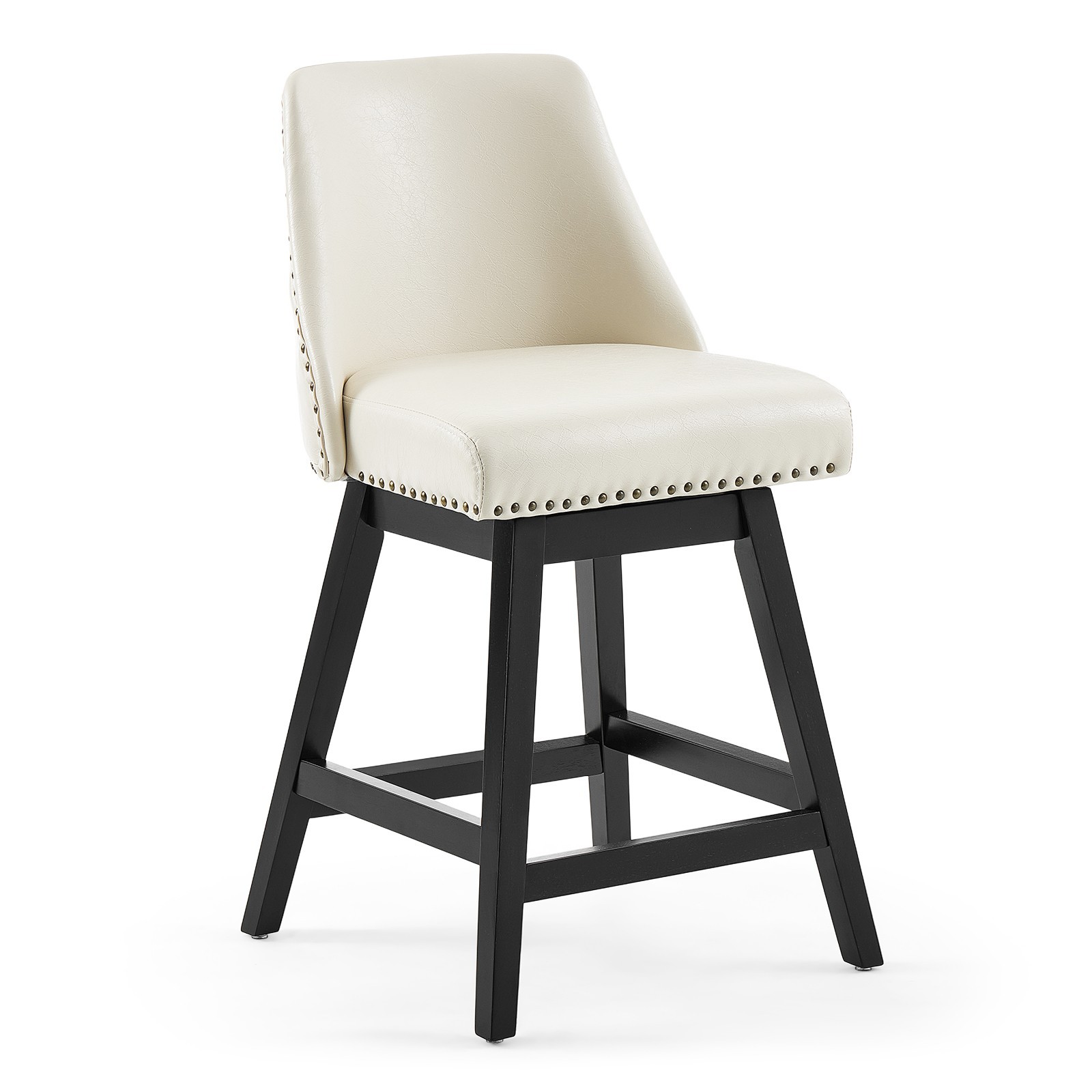 Firmoz 26" Swivel Bar Stool, Wood Pub Chair with Nailhead Trim