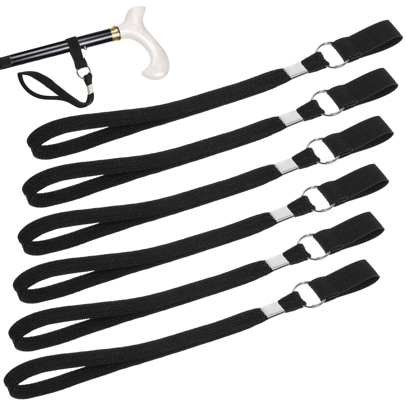 Yuanchu 6 Pack Walking Cane Wrist Strap Replacement, 23cm/9.05in, Black