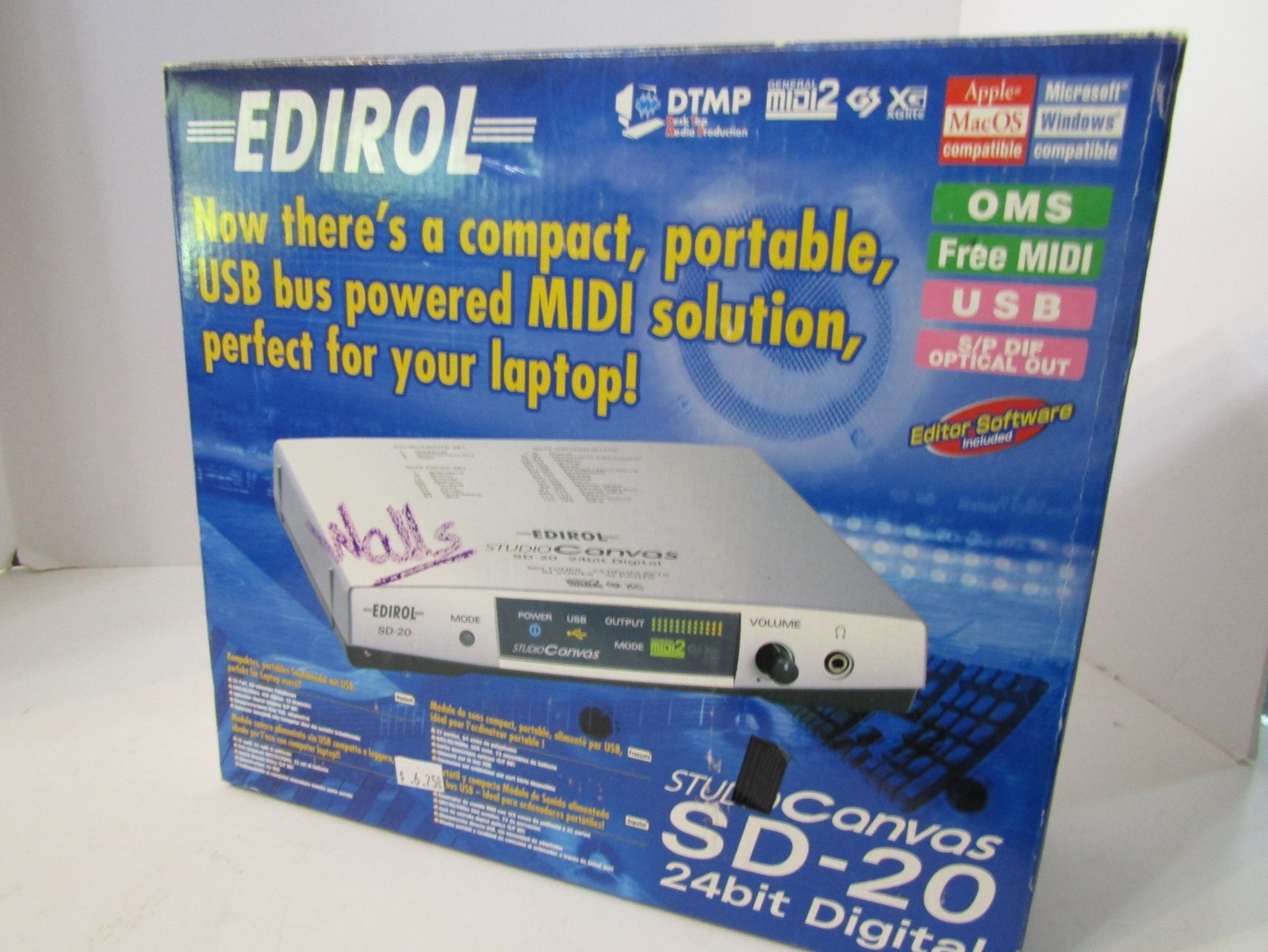 NEW EDIROL STUDIO CANVAS SD-20 24BIT DIGITAL  WINDOWS  - MAC OS COMPATIBLE