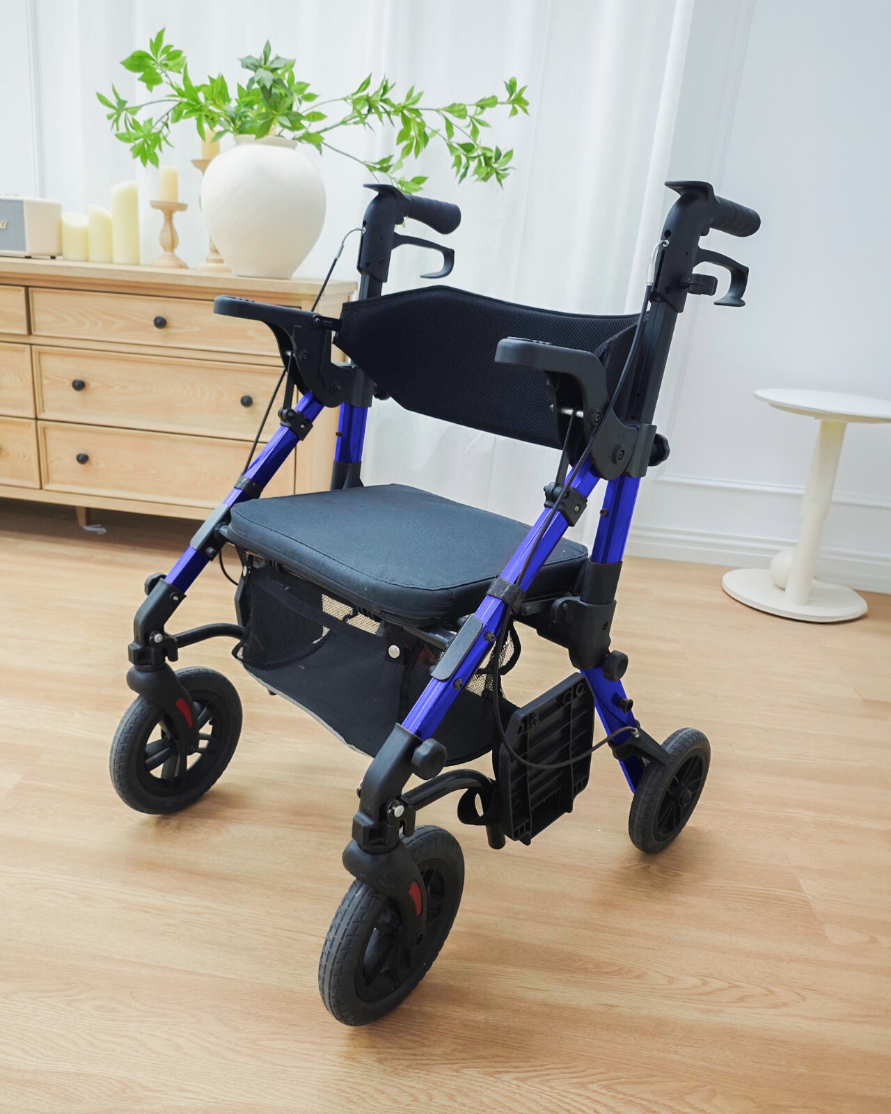 Transport-Wheelchair-Lightweight-Foldable, 2 in 1 Rolling Walker Chair-Used