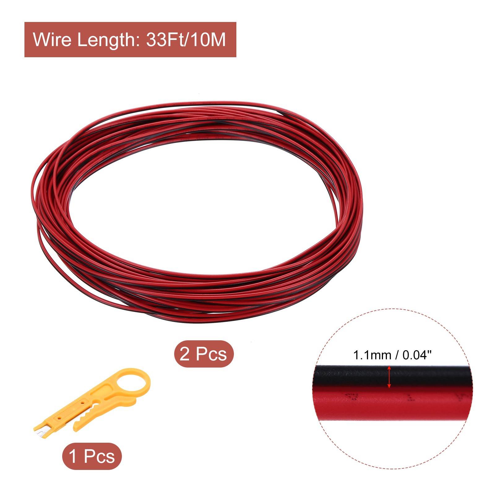 30 Gauge 2-Conductor Electrical Wire, Tinned Copper 16Ft/5M 300V Cable, 2 Pack