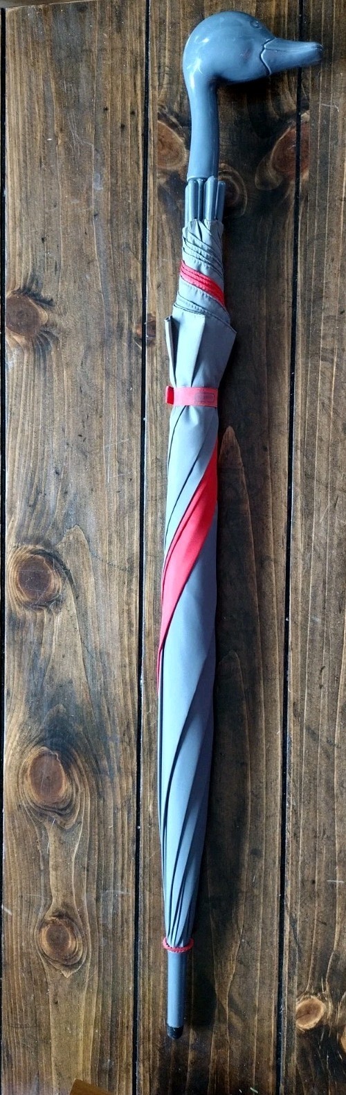 Rare RED/GRAY Vintage Aramis “Fowl Weather Friend” Duck Head Umbrella