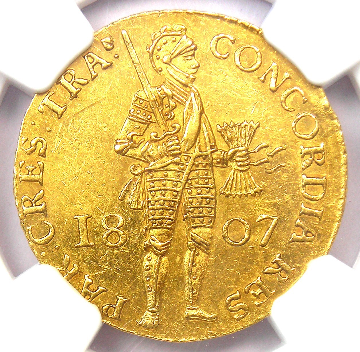 1807 Gold Netherlands Utrecht Gold Ducat Coin - NGC Uncirculated Detail (UNC MS)