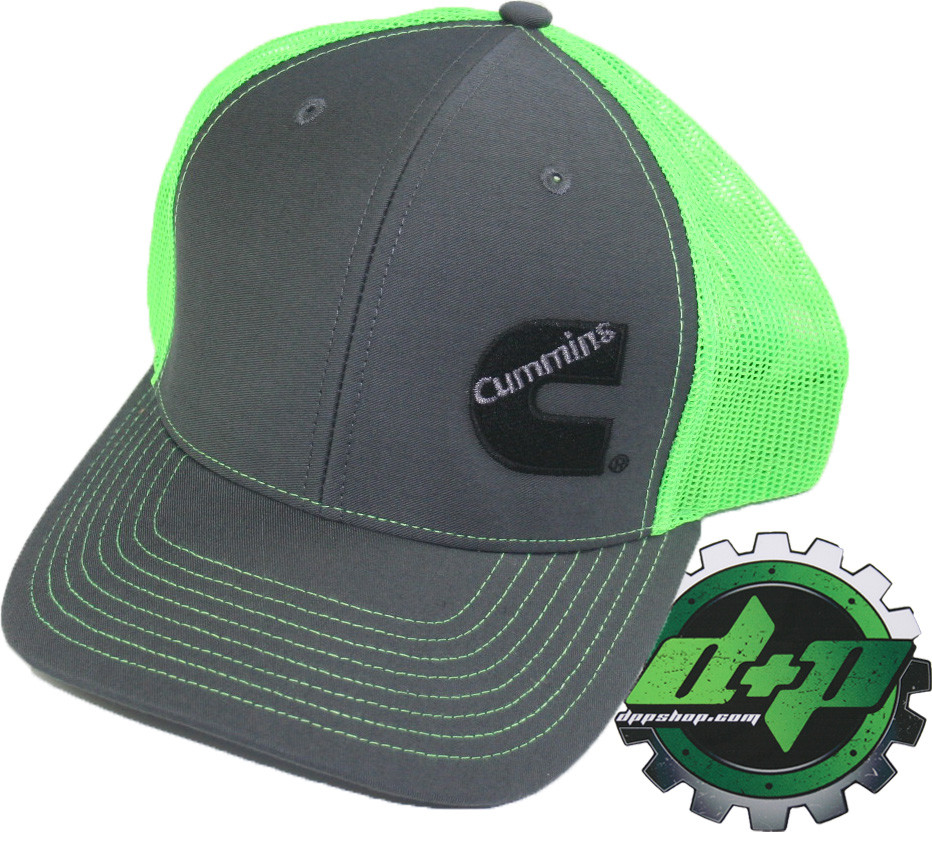 Cummins trucker hat ball richardson Charcoal Gray Green mesh snap back