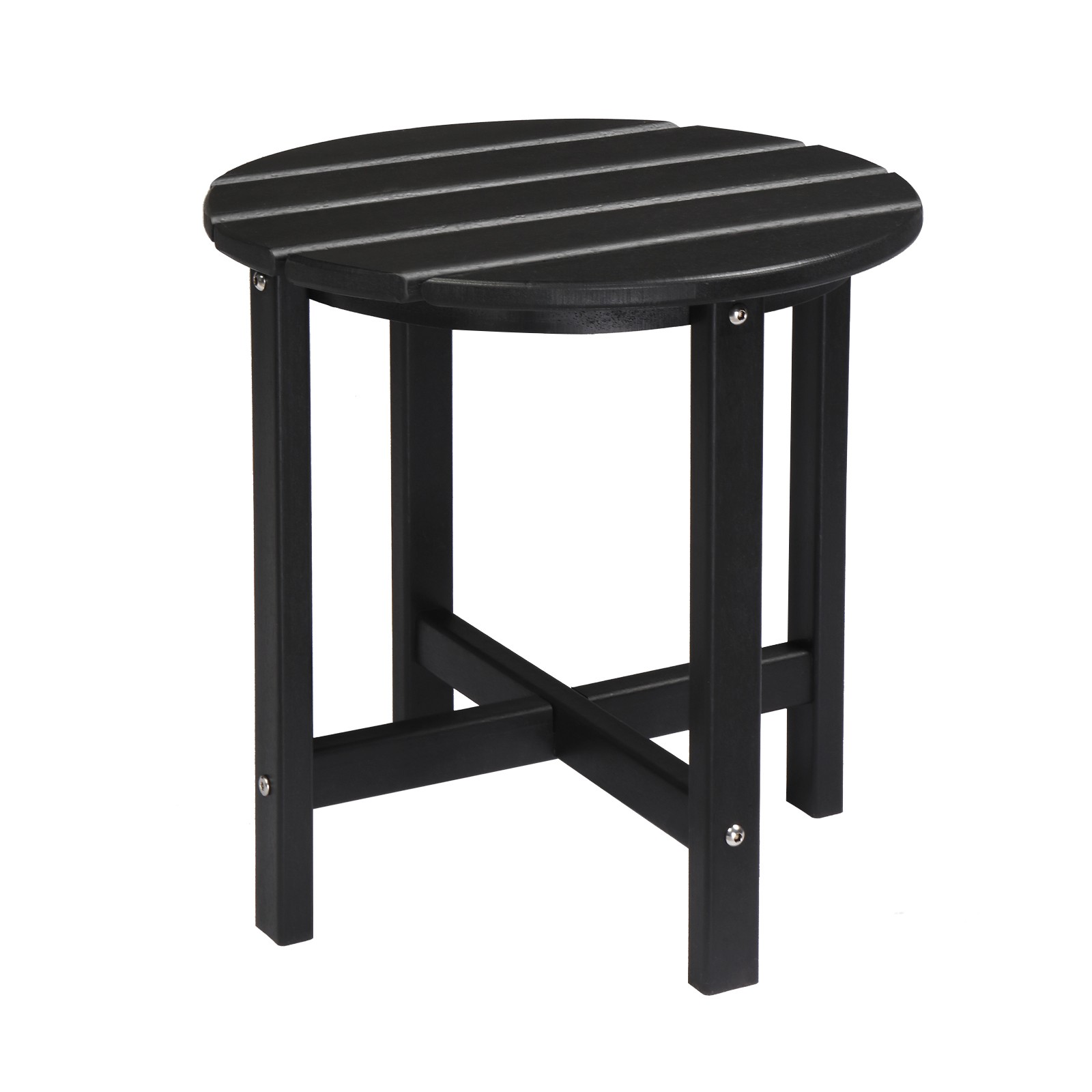 Portable 18in Round Patio Deck Side Corner Table for Indoor Outdoor