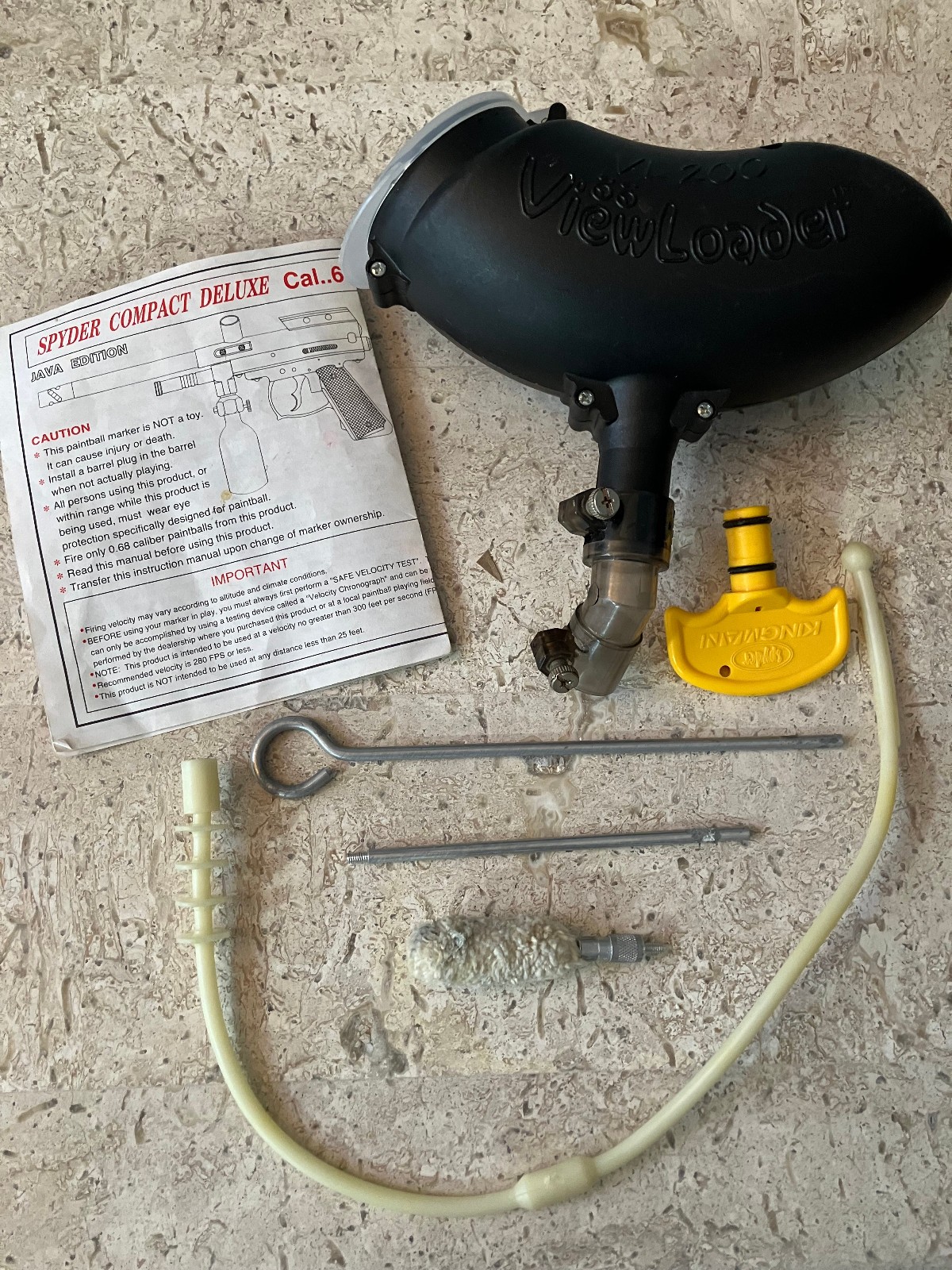 Spyder Compact Deluxe Paintball cal.68 JAVA w/Hopper, Cleaning Kit Not Working