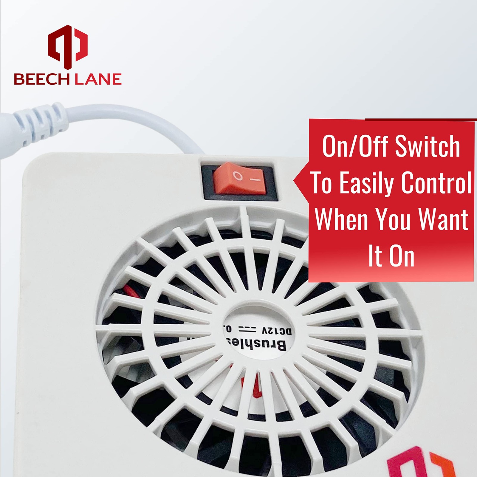Beech Lane 12V RV Fridge Fan, Wired Connection Provides Constant Power, White