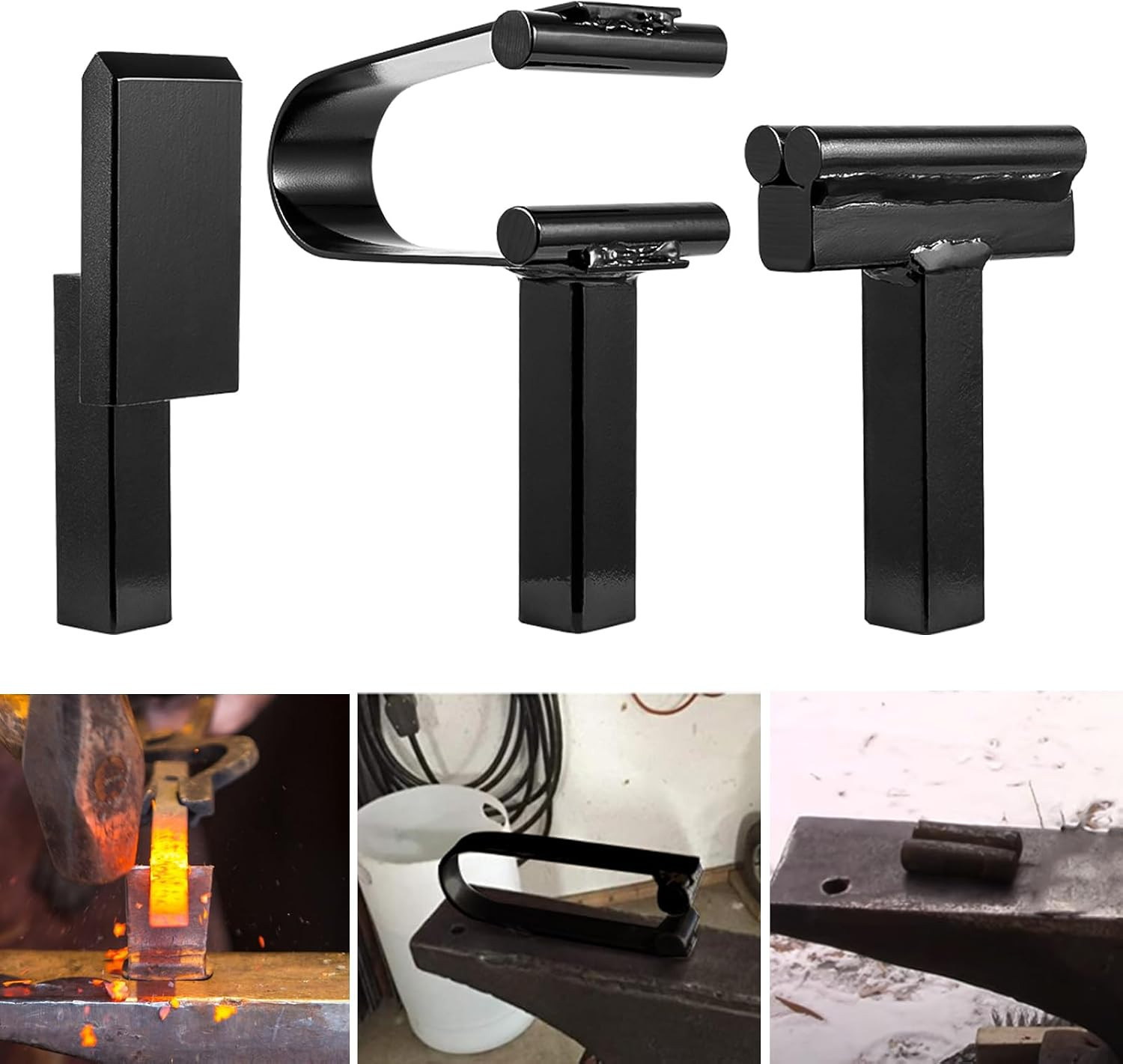 Blacksmith Anvil Forge Hardy Tool Set 3/4" – 3 Pcs Hot Cut, Creasing Stake