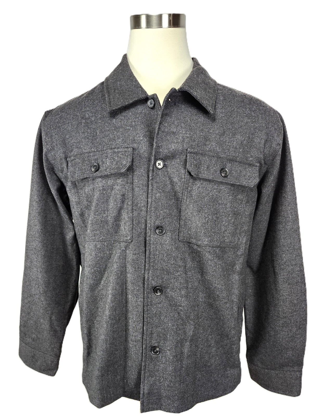 Goodfellow & Co Mens Dark Gray Solid Woven Heavyweight Shirt Jacket, Full Lining