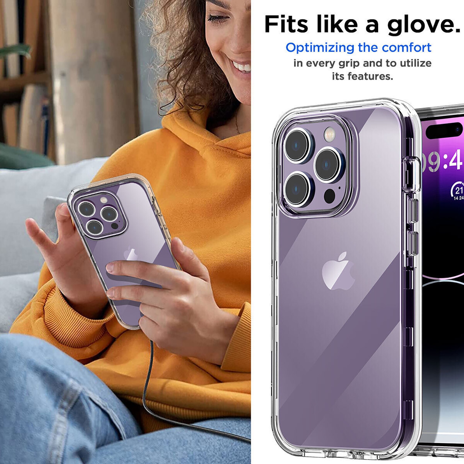 For Apple iPhone 14 PLUS Clear Case Cover and Tempered Glass Screen Protector