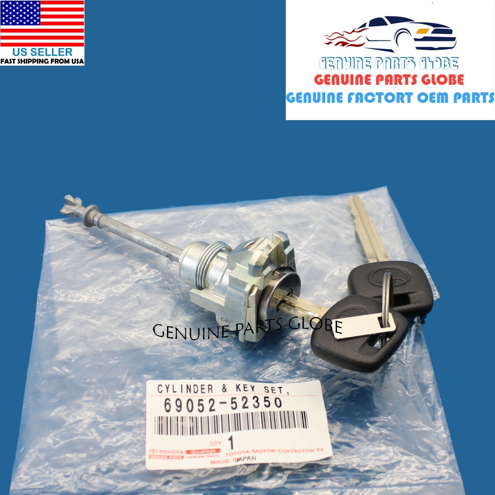 GENUINE OEM TOYOTA 07-12 YARIS SEDAN DRIVER DOOR LOCK CYLINDER & KEY 69052-52350