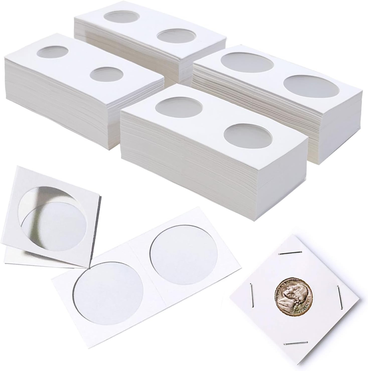 200PCS Assorted Coin Holders 2X2 Cardboard Mylar Flips Include 4 Sizes New--A
