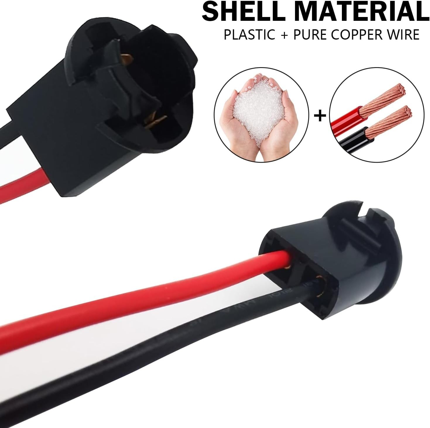 T10 Bulb Socket with Pure Copper Connection - 2 Pack Pigtail Adapter