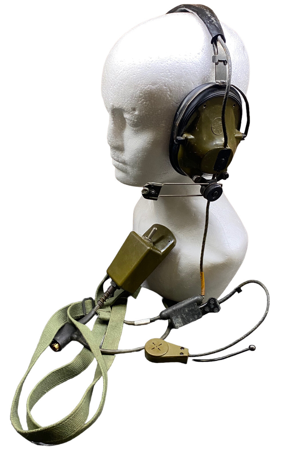 Vtg Telephonics Aviator Headset Pilot Militaria w/ Microphone ICS RAD Camo Green
