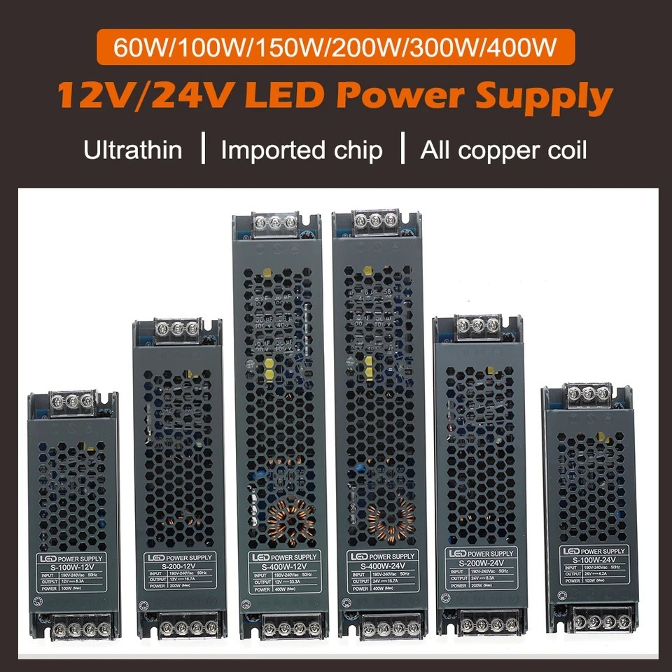 DC 24V Lighting Transformer 60W - 400W Power Supply Driver For LED Strip