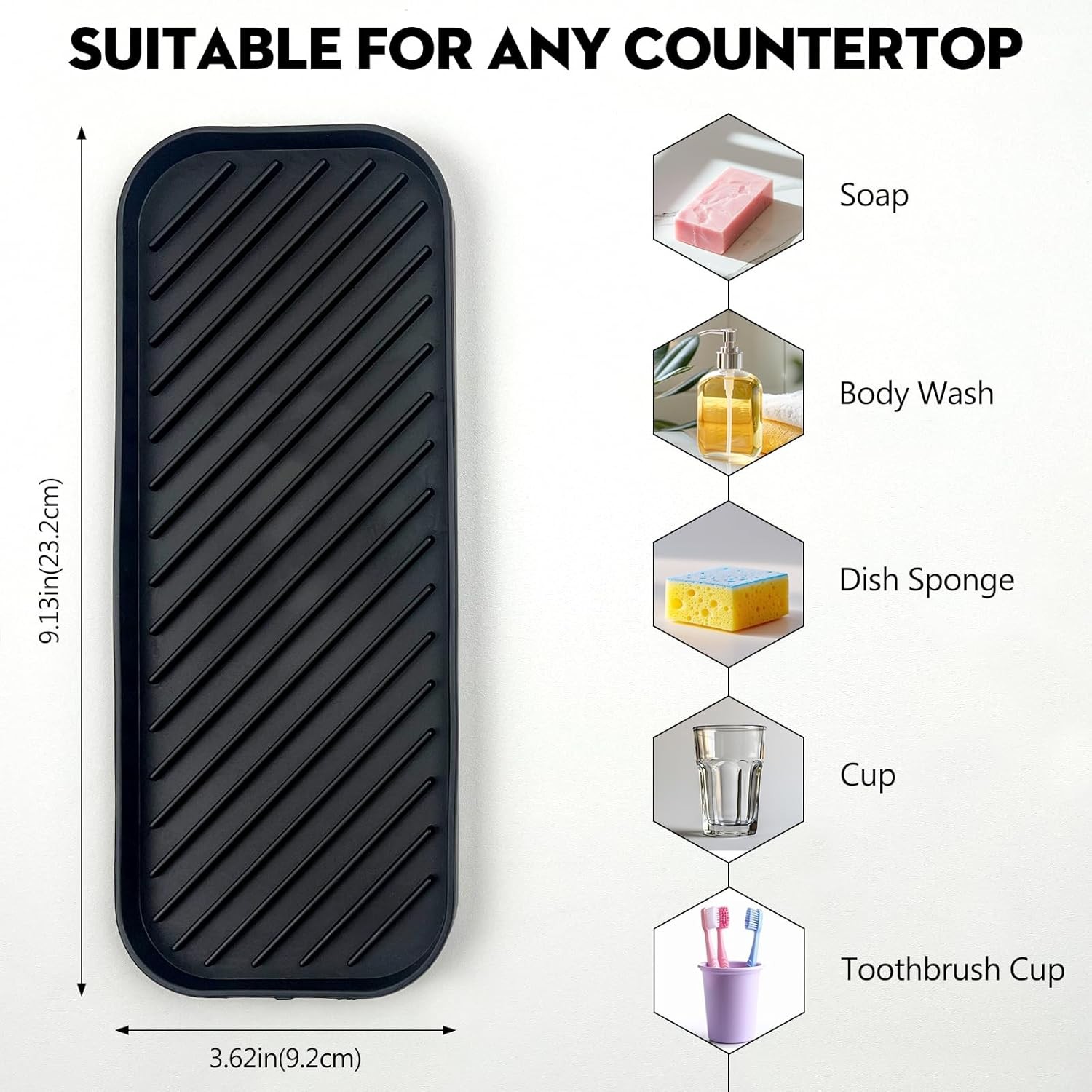 Silicone Sink Organizer Tray Multi-Use Soap & Sponge Holder Kitchen & Bathroom