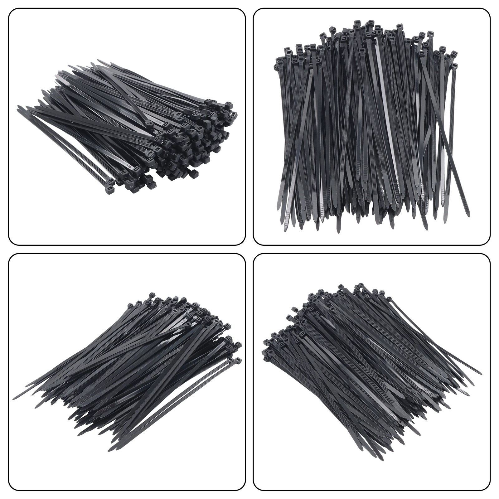 8 Inches, 65 lb Tensile Strength, Self-locking Nylon Cable Ties, Black, 1200Pcs