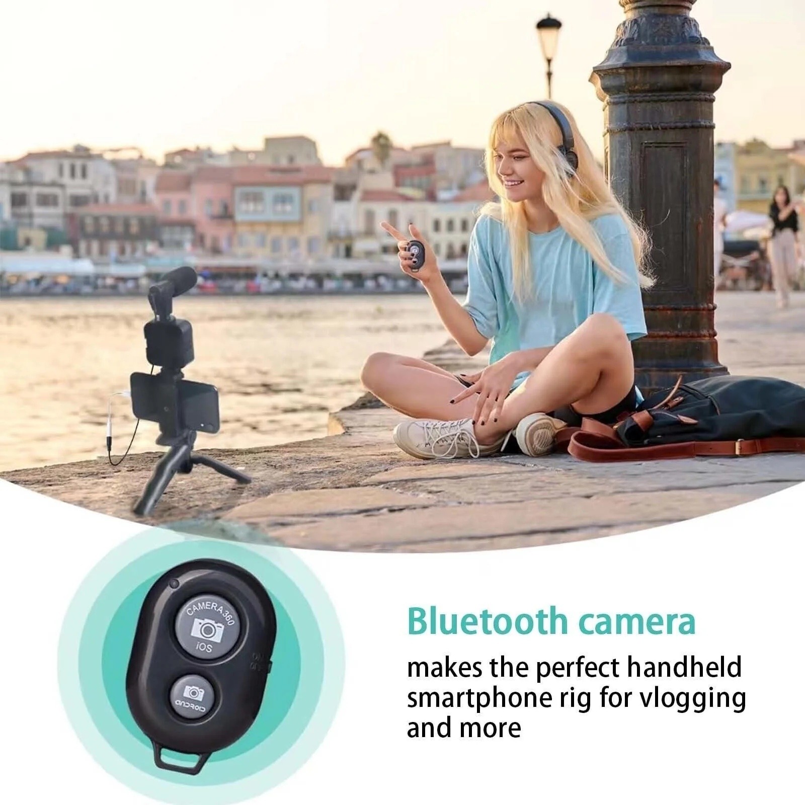 Phone LED Video Light Mic Tripod Kit + Bluetooth for Phone Camera Video Vlogging
