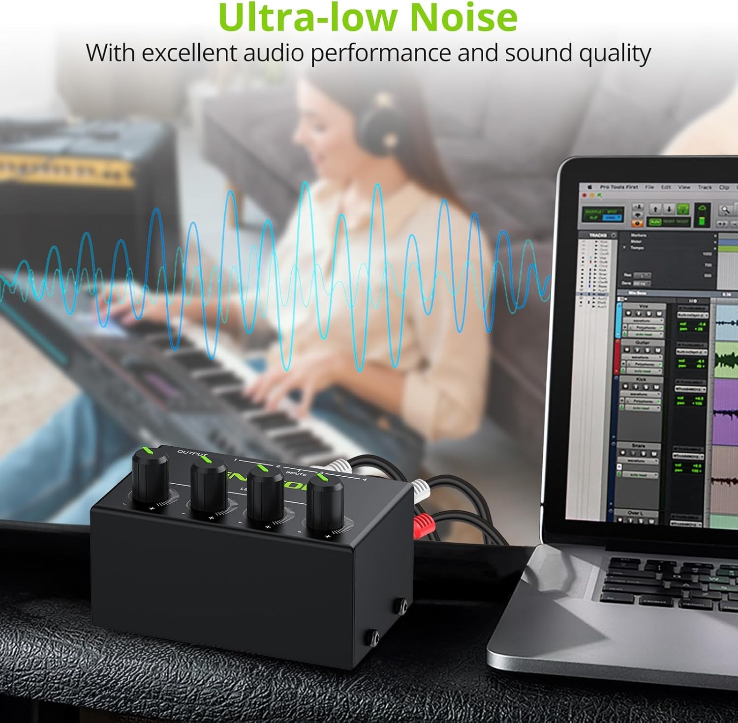 4 Channel Stereo Audio Mixer Mini Passive RCA Input Output with Volume Control