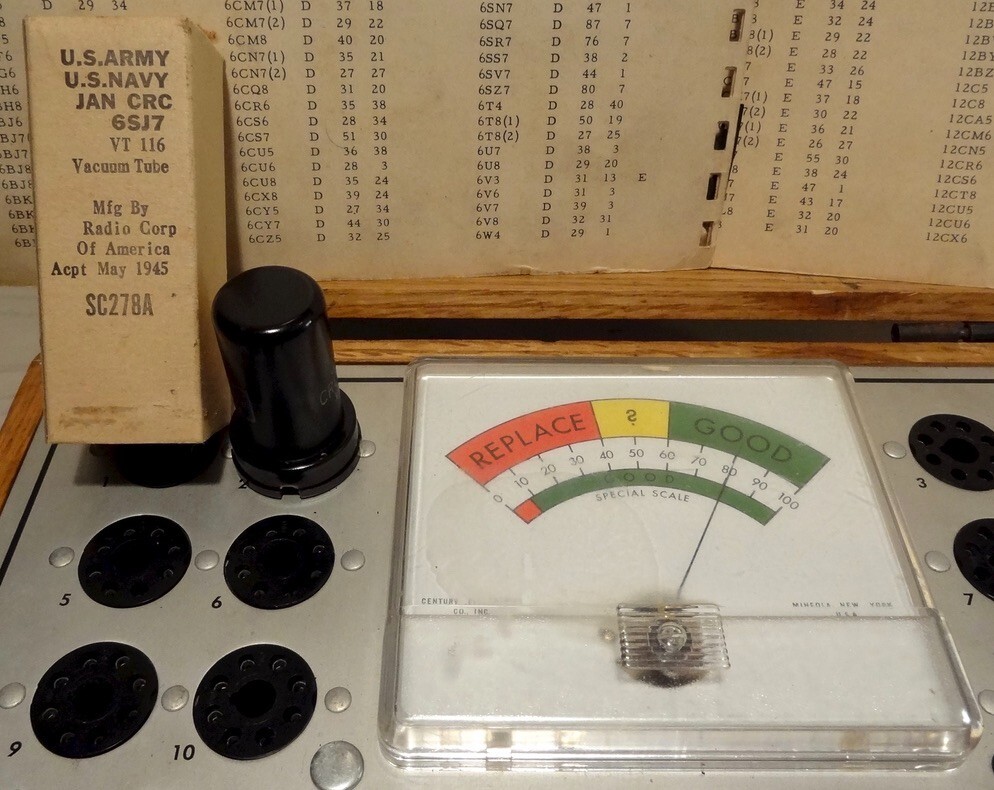 Vintage WWII Army Navy RCA JAN CRC-6SJ7-VT-116 Vacuum Tube, FC1  Tested, Strong