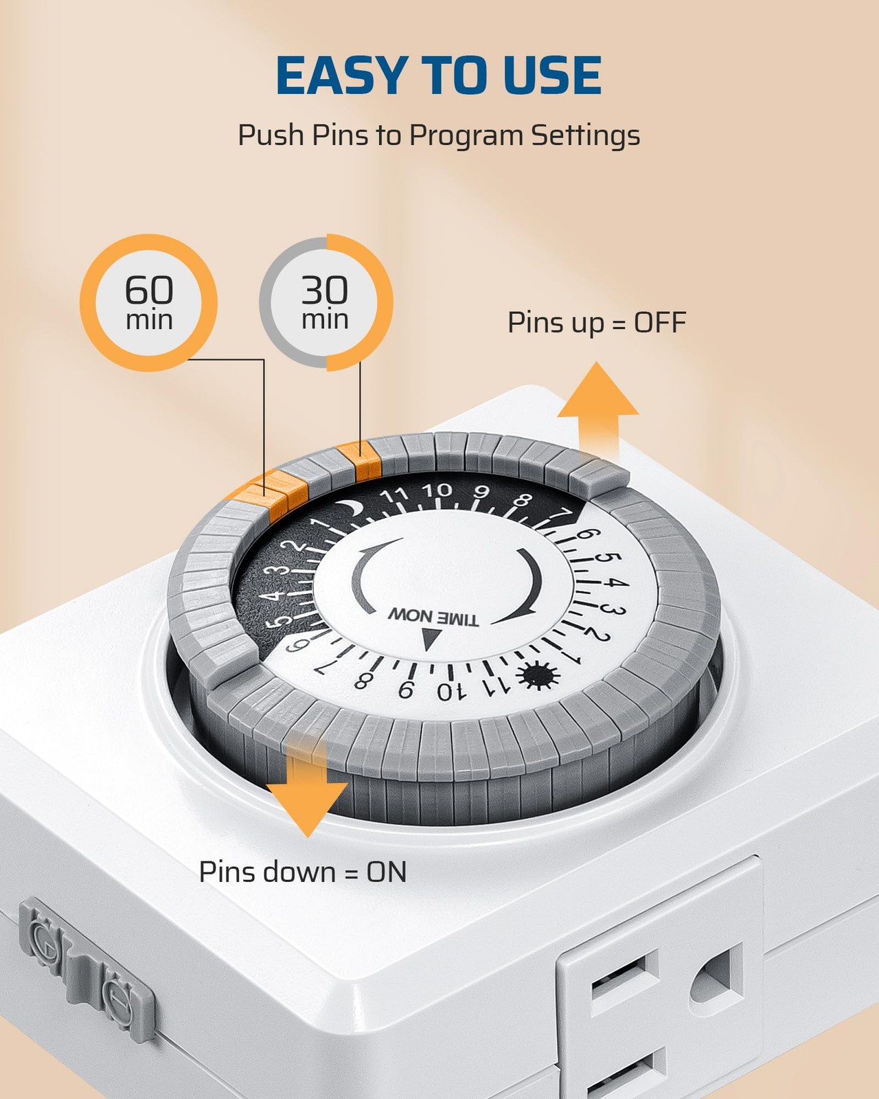 DEWENWILS 24 Hour Cycle Plug-in Mechanical Timer 2 Pack, Indoor White