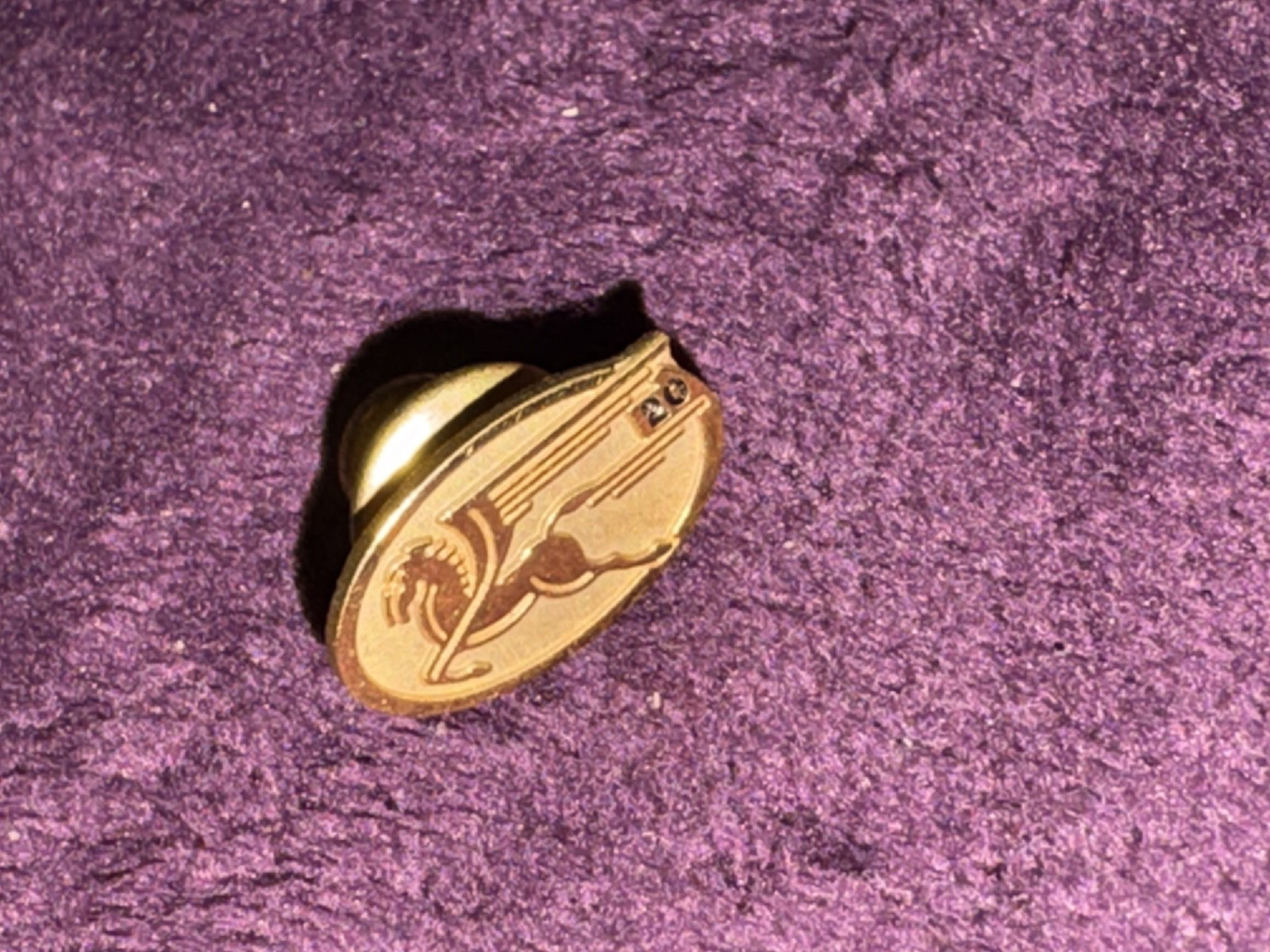 20 year pin Pegasus Fairchild Aviation? gold / gold tone,  vintage collector pin