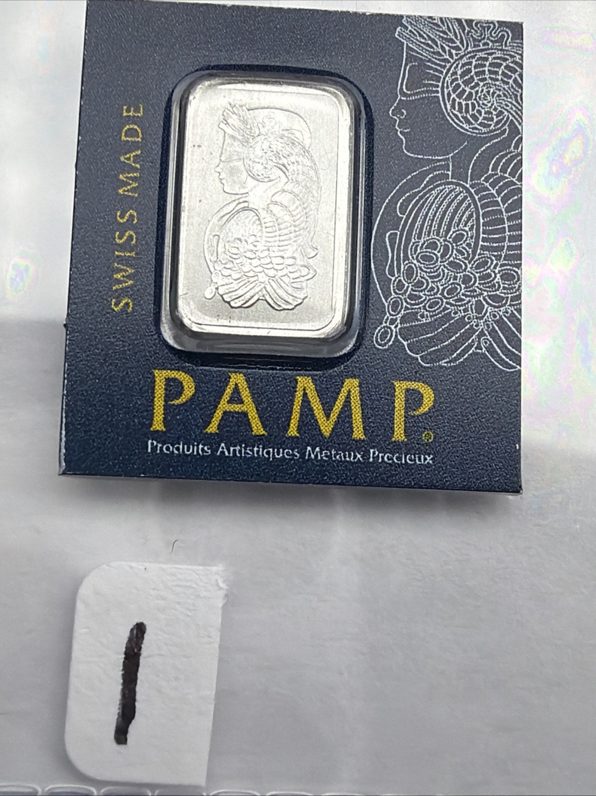 1 gram Platinum Bar - PAMP Suisse Lady Fortuna In Assay # C045779