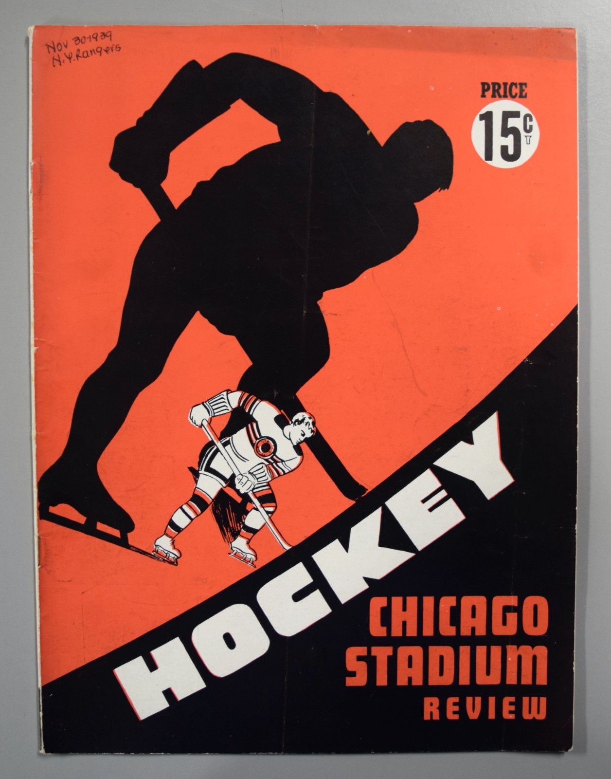 Chicago Blackhawks vs New York Rangers November 30th 1939 Official Game Program