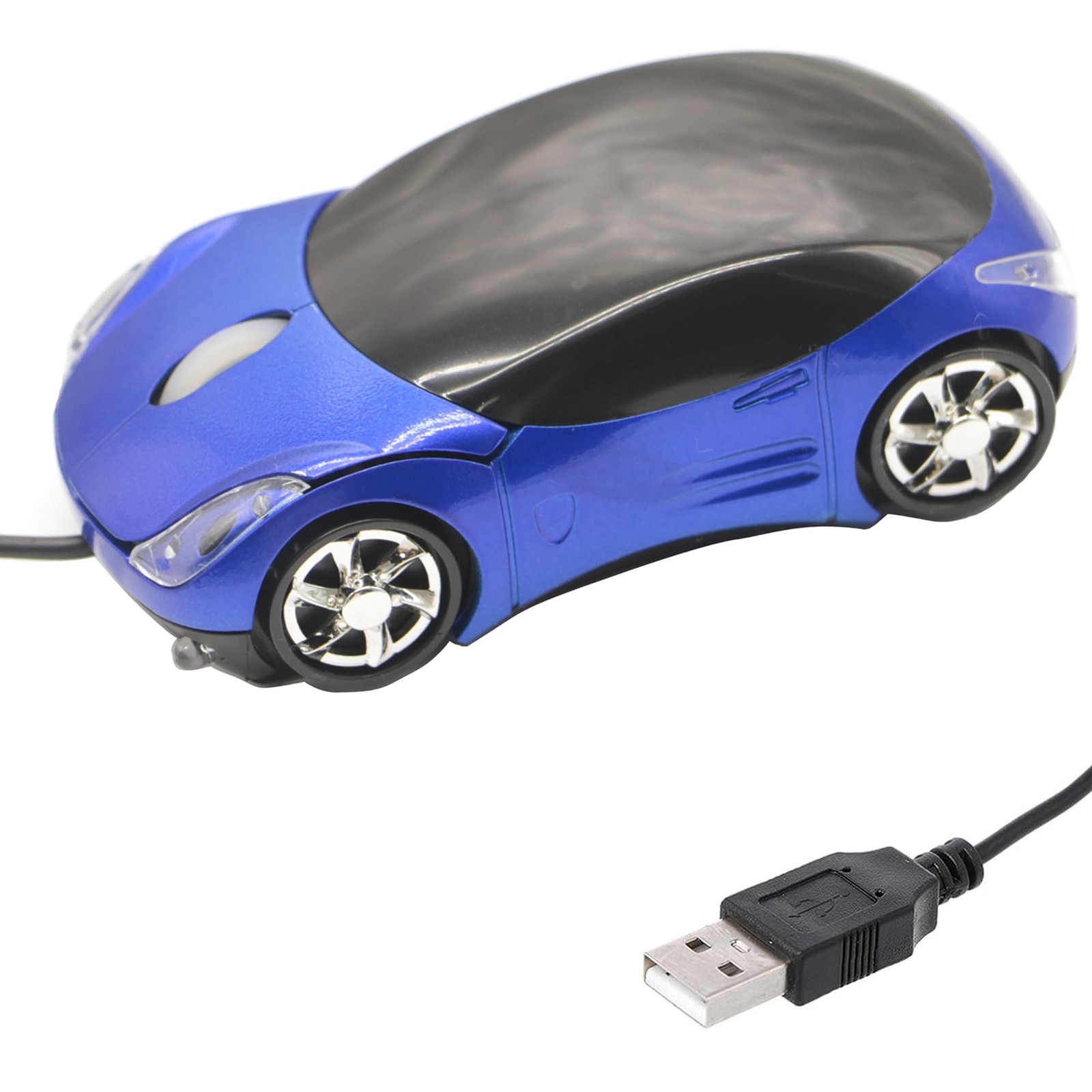 USB Wired Optical Mouse Sport Car Shape Ergonomic 1000 DPI 3 Buttons Blue