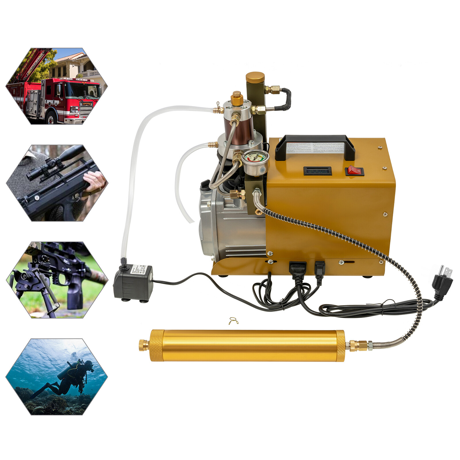 4500PSI Electric Air Compressor Scuba Diving Pump High Pressure Water-Cooling