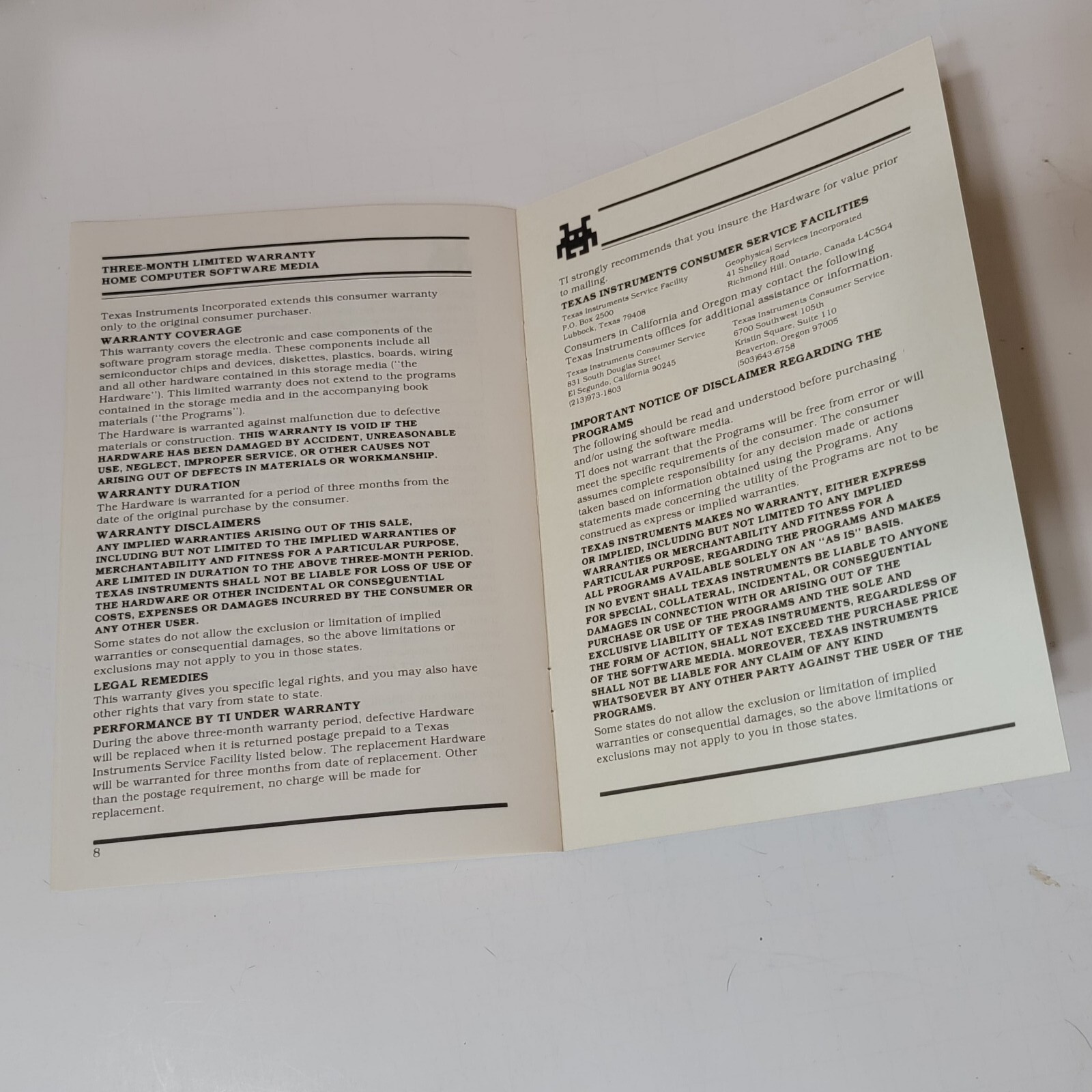 TI Invaders Texas Instruments Home Computer Reference Guide 1981