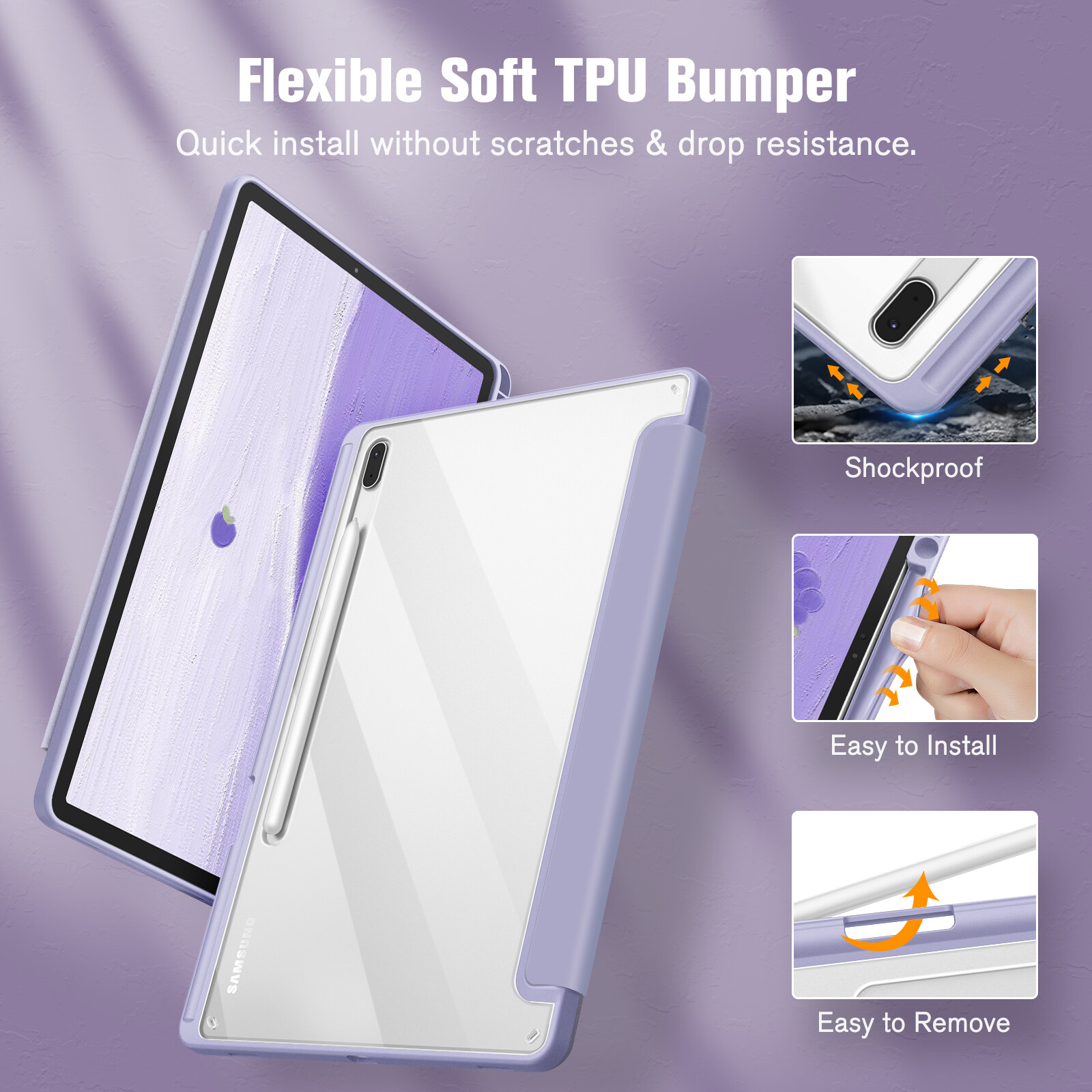 Case for Samsung Galaxy Tab S7 FE 12.4'' 2021 Shockproof Clear Back Shell Cover