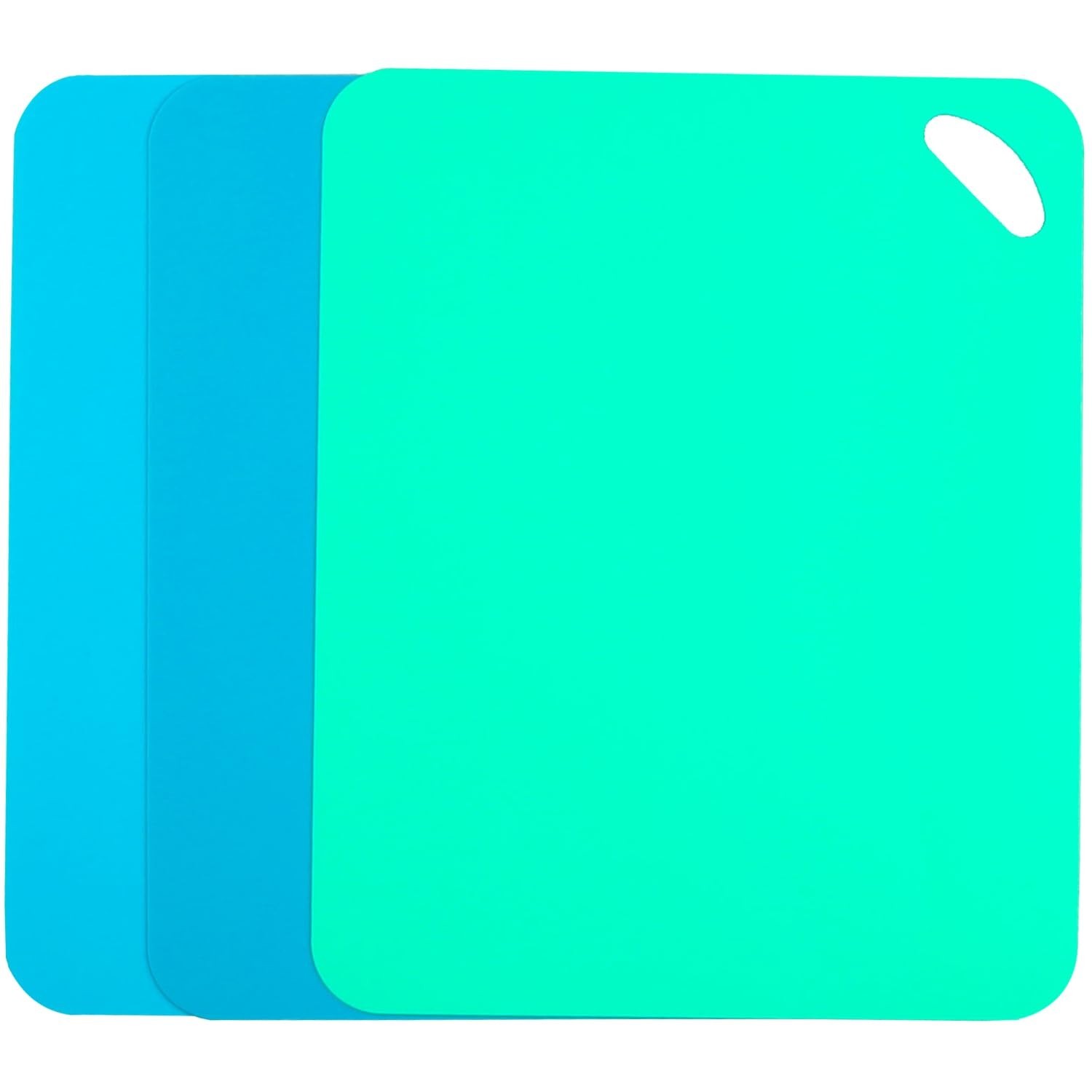 Plastic Flexible Cutting Mats for Kitchen, 3pcs Color Coded Chopping Board Se...