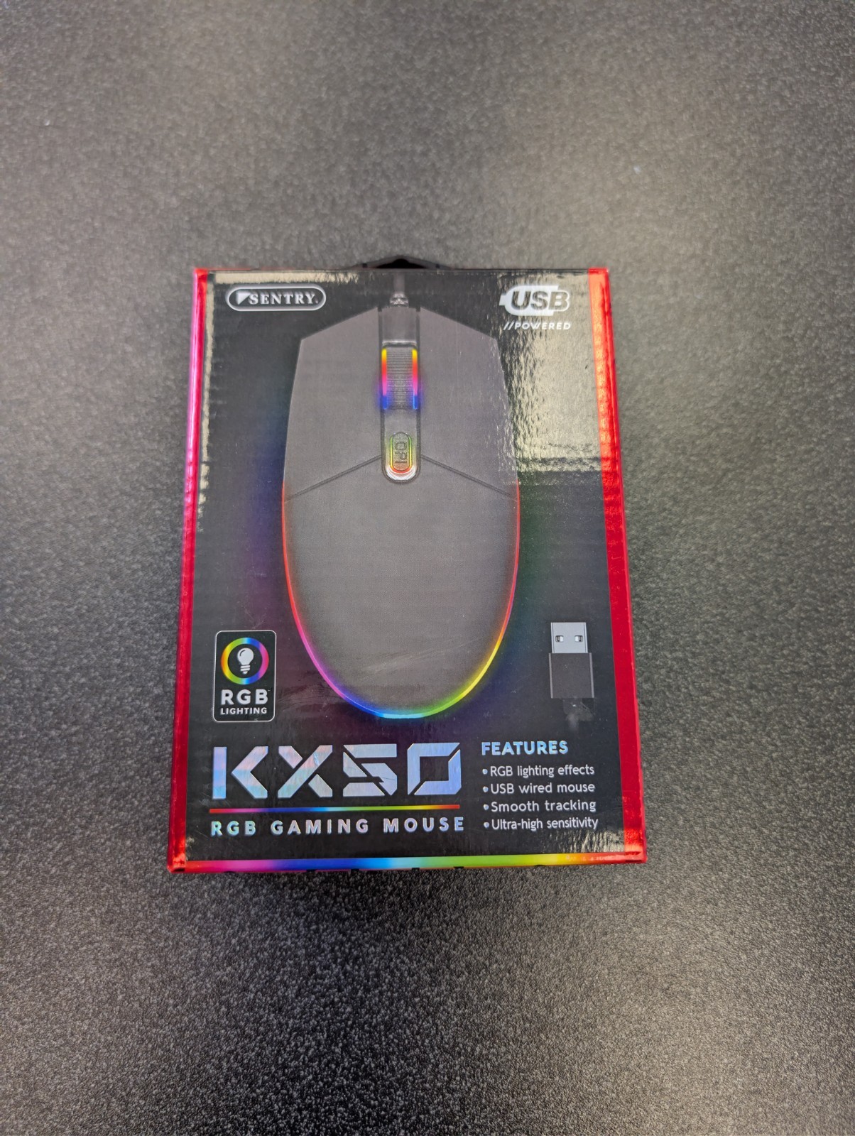Sentry KX50 RGB Gaming Mouse USB Wired Optical LED DPI New Open Box