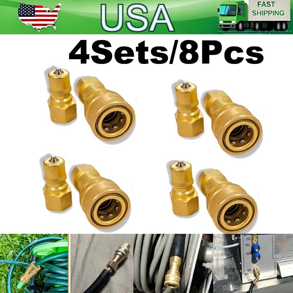 4Set/8x 1/4" Brass Quick Disconnect Coupler Carpet Cleaning Extractor Wands&Hose