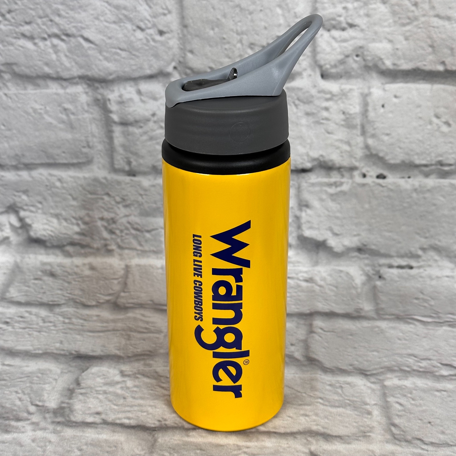 New Wrangler Jeans Long Live Cowboys Yellow Water Bottle 25 Oz BPA Free Aluminum