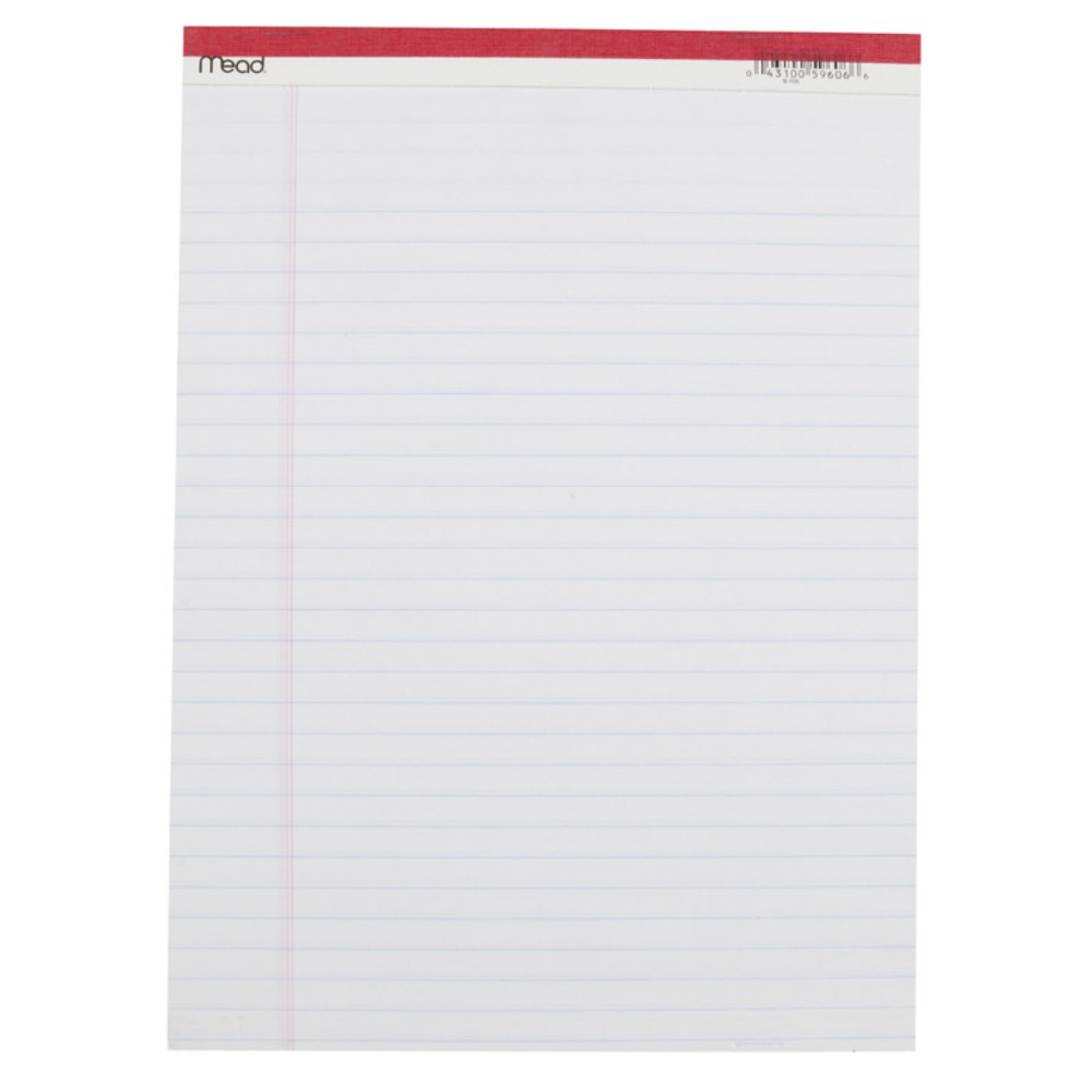 Mead 59606 White 50-Sheet Ruled Legal Pad 8.5 x 11.75 in. (Pack of 12)