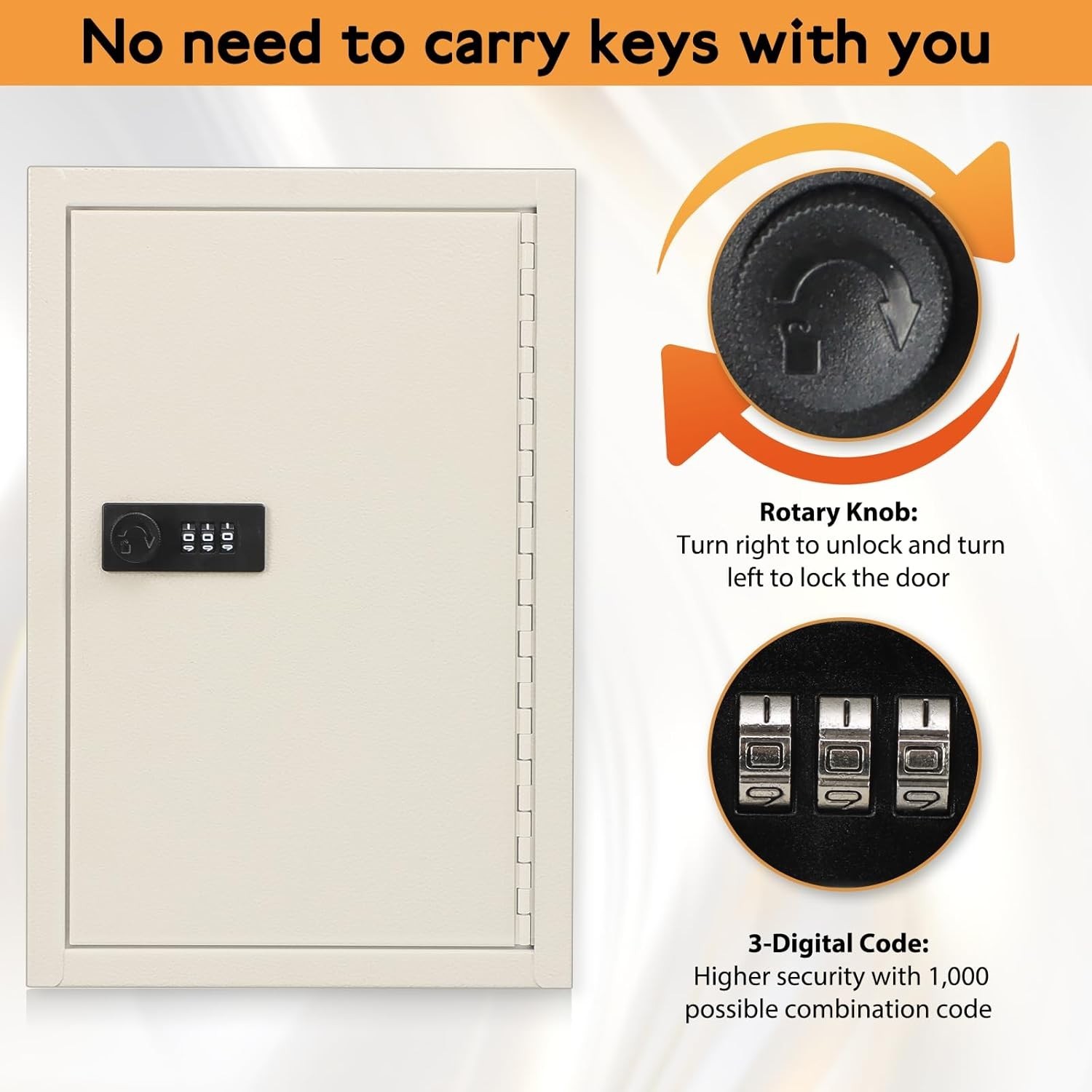 Key Storage Lock Box with Code, Locking Key Cabinet, 40 Key Holder Wall Mount...